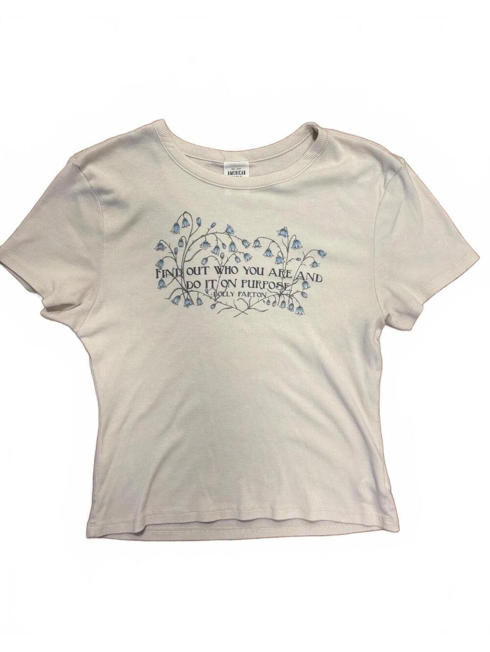 American Eagle AE Band Tee Large Cream Cotton Polyester Graphic T-Shirt